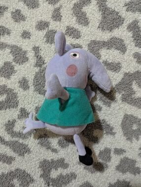 Peppa Pig Lilac Emily Elephant Plush with Teal Outfit and Black Shoe